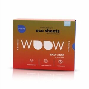 Lazzure WOW Laundry Detergent Eco‎ Sheets Fresh Scent 64 Sheets Up to 128 Loads